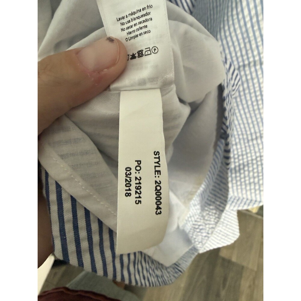 Vineyard Vines Blue Striped Seersucker Sleeveless Halter Medi Dress Women Sz S - Picture 7 of 8